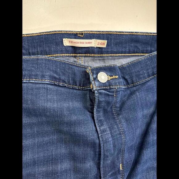 Stylish Ripped Blue Jeans - High Rise, Size 24W - Picture 4 of 7